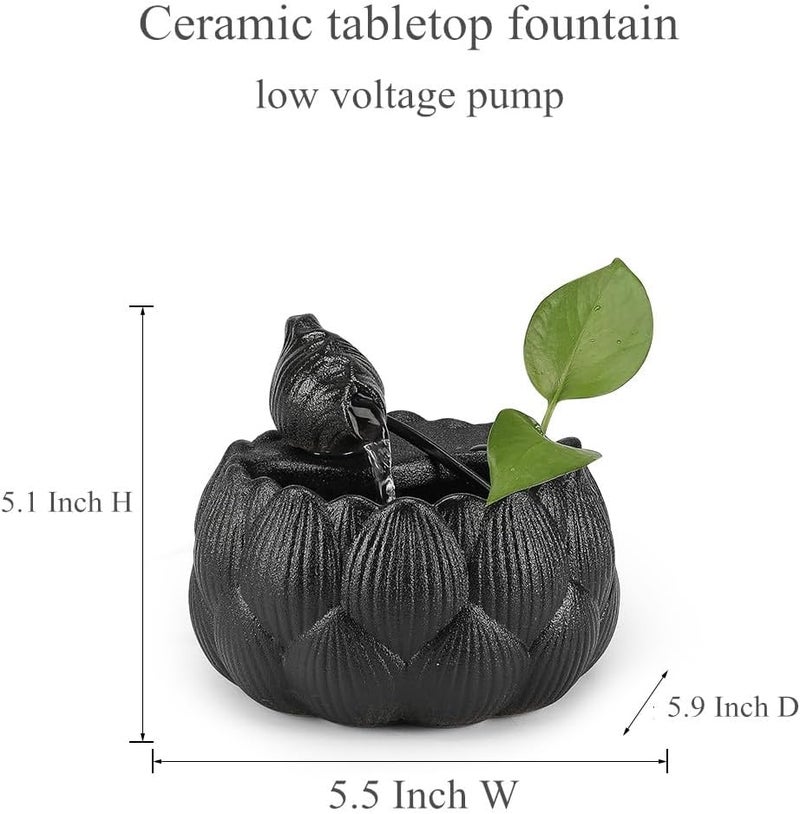 Andady Ceramic Tabletop Fountain Waterfall Feature for Indoor and Outdoor Table Desk Office Patio (Black A153) - Image 2